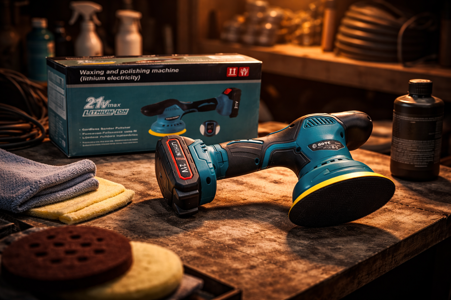 Draadloze Polijstmachine 21V – Accu Wax & Polijst Tool